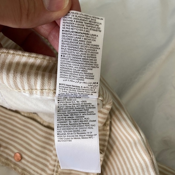 Old Navy Women's Beige Striped Extra High Rise Cotton Pants Size 10 Straight Leg - Picture 9 of 16